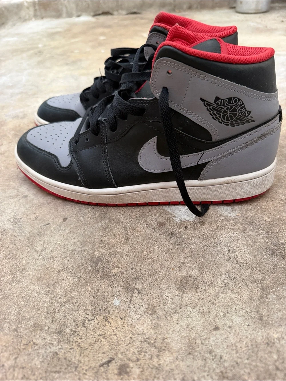 Jordan Men’s High-Top Sneakers in Black, Gray & Red